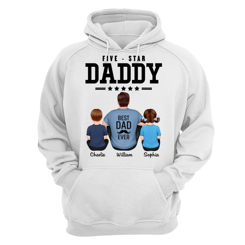 Five Star Dad Grandpa Back View Sitting Personalized Shirt - Image 13