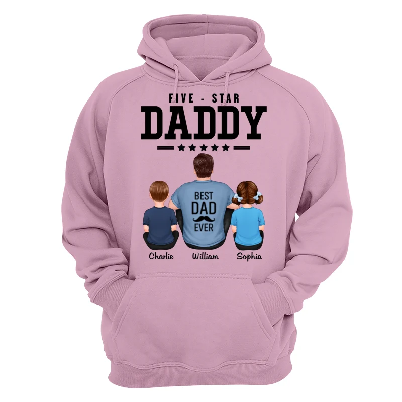 Five Star Dad Grandpa Back View Sitting Personalized Shirt - Image 15