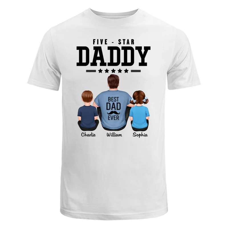 Five Star Dad Grandpa Back View Sitting Personalized Shirt - Image 5