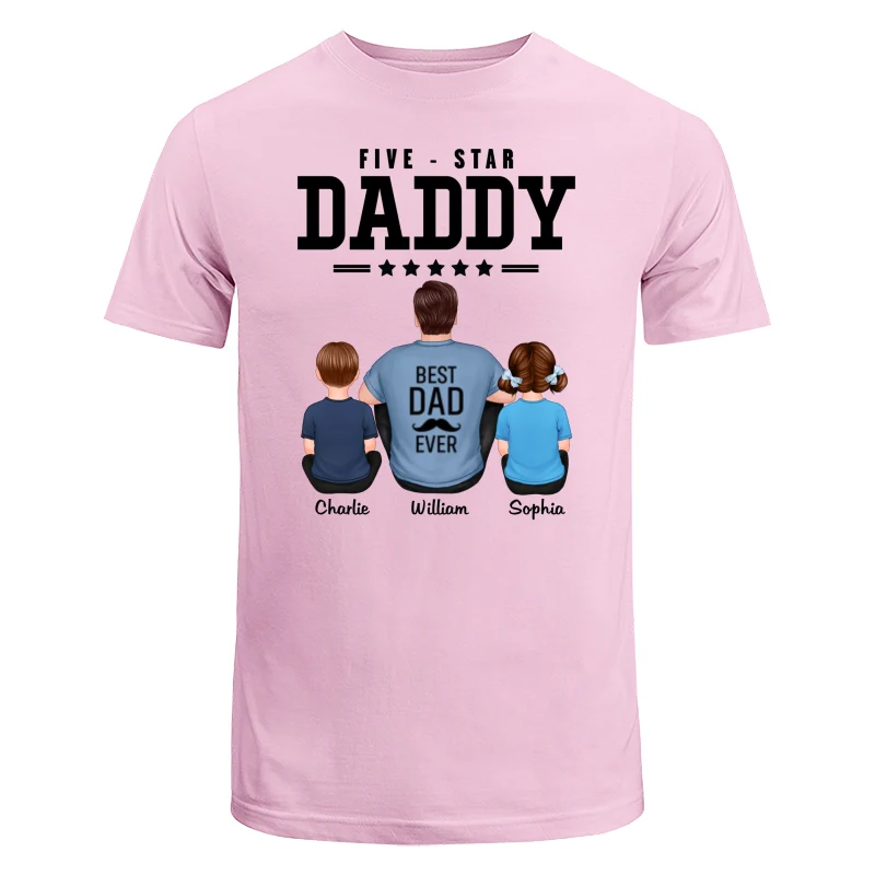 Five Star Dad Grandpa Back View Sitting Personalized Shirt - Image 7