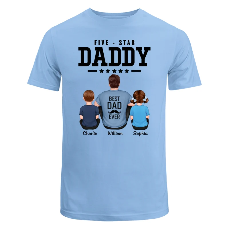 Five Star Dad Grandpa Back View Sitting Personalized Shirt - Image 8