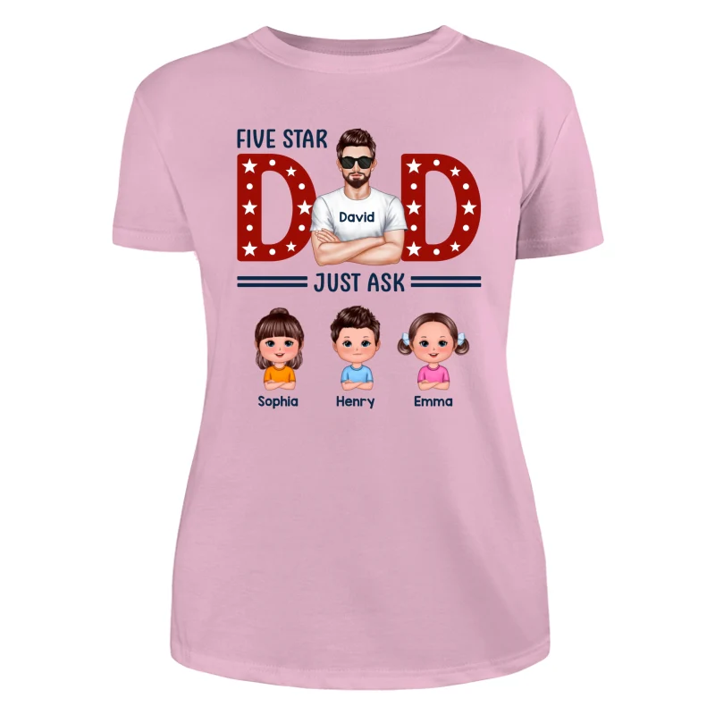 Five Star Dad Just Ask Kids Personalized Shirt - Image 11