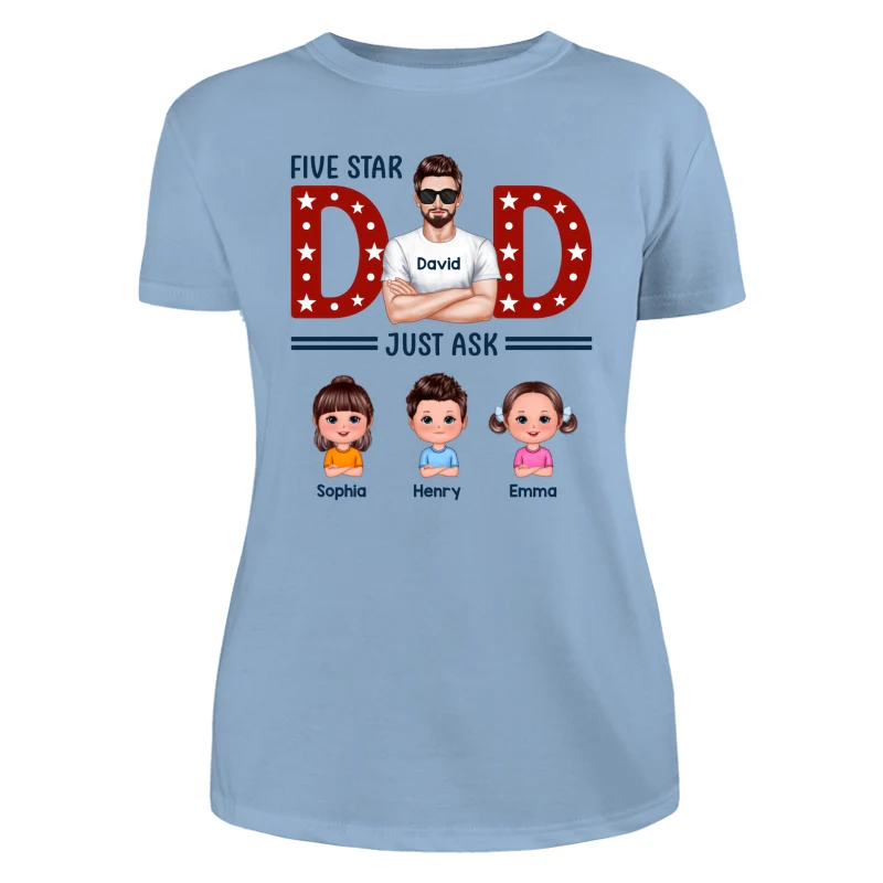 Five Star Dad Just Ask Kids Personalized Shirt - Image 12