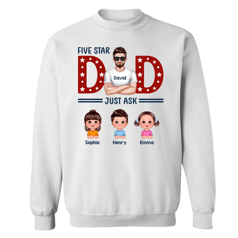 Five Star Dad Just Ask Kids Personalized Shirt - Image 17