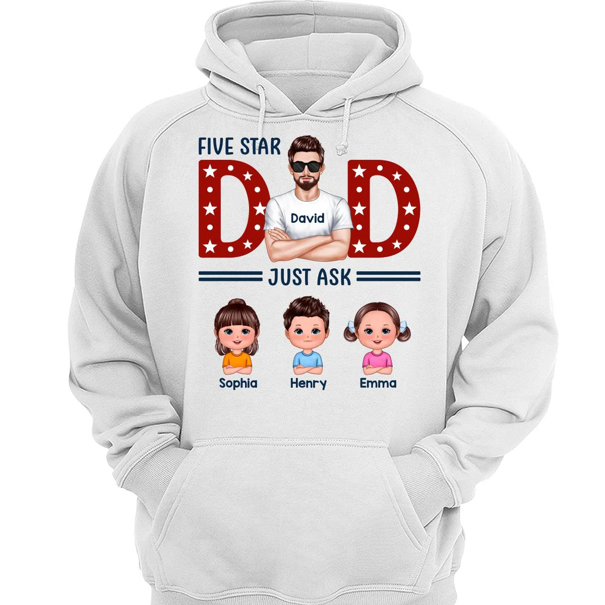 Five Star Dad Just Ask Kids Personalized Shirt - Image 3