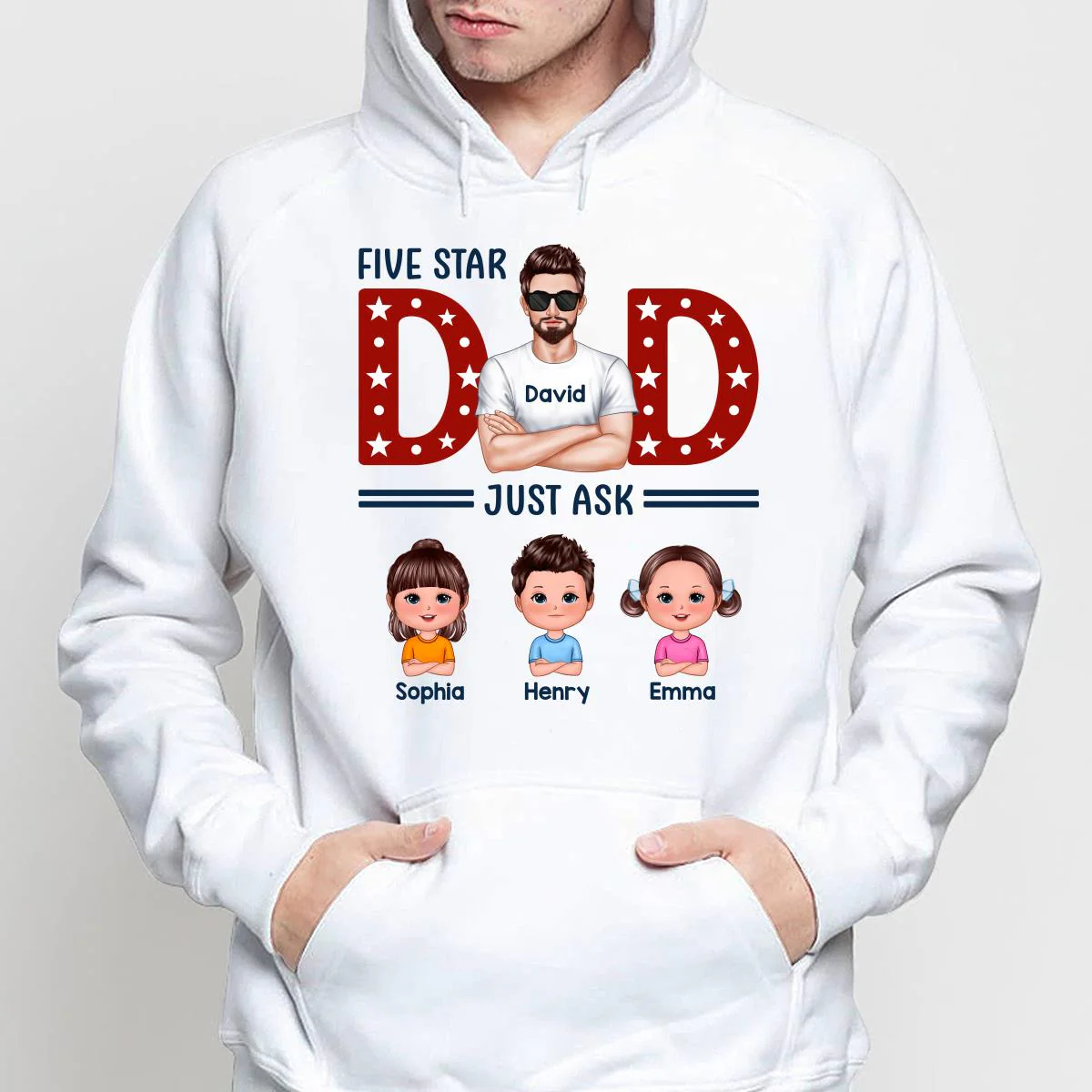 Five Star Dad Just Ask Kids Personalized Shirt - Image 4