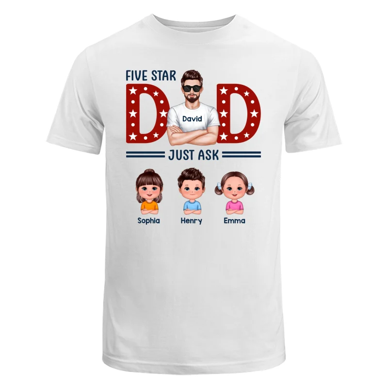 Five Star Dad Just Ask Kids Personalized Shirt - Image 5