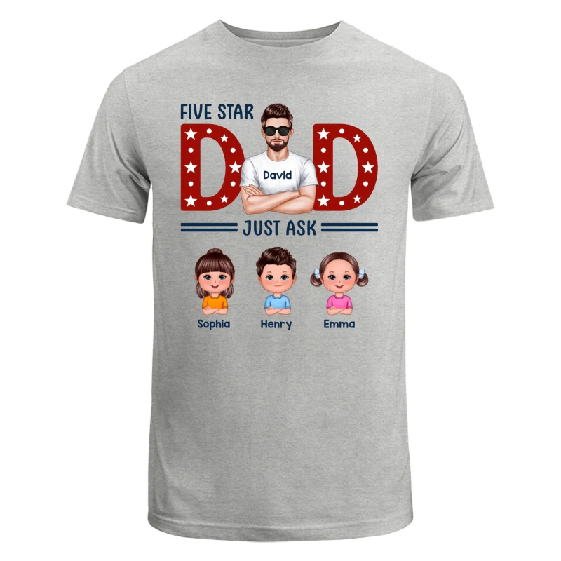 Five Star Dad Just Ask Kids Personalized Shirt - Image 6
