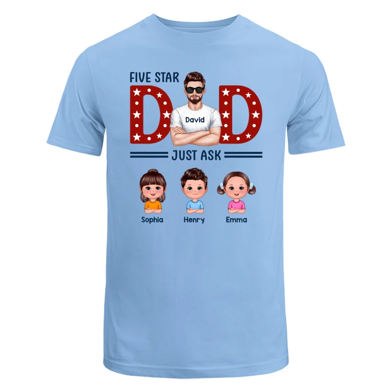 Five Star Dad Just Ask Kids Personalized Shirt - Image 8