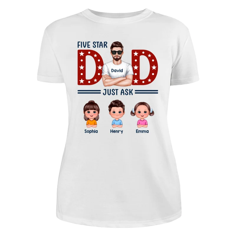 Five Star Dad Just Ask Kids Personalized Shirt - Image 9