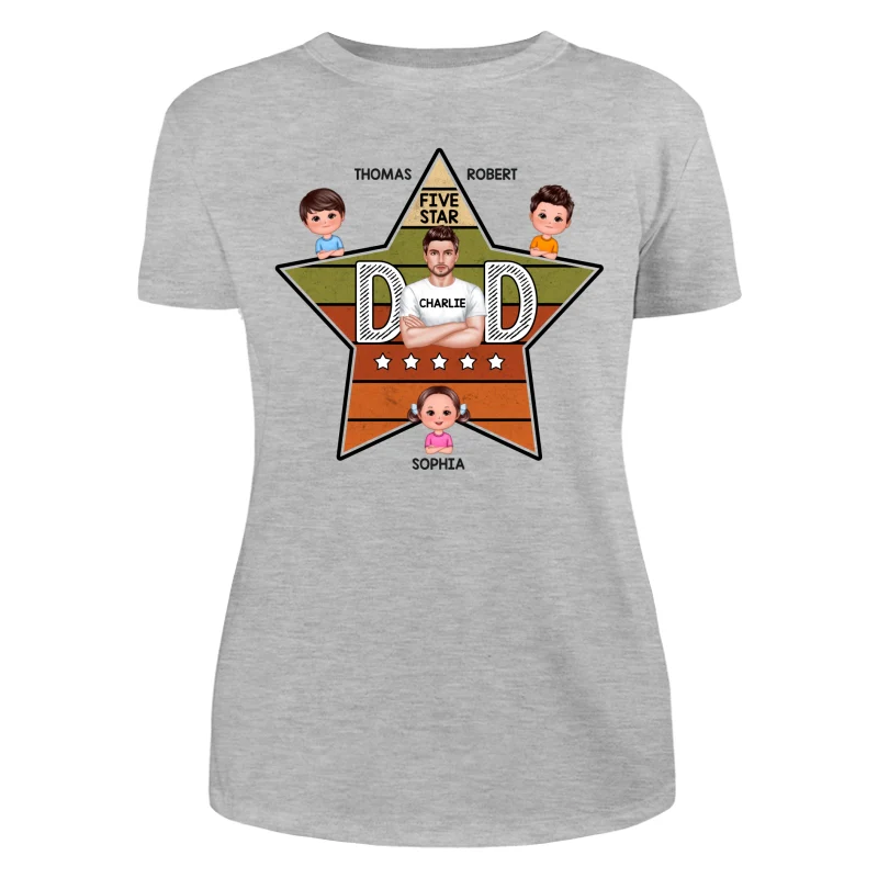 Five Star Dad Retro Real Man And Kids Personalized Shirt - Image 10