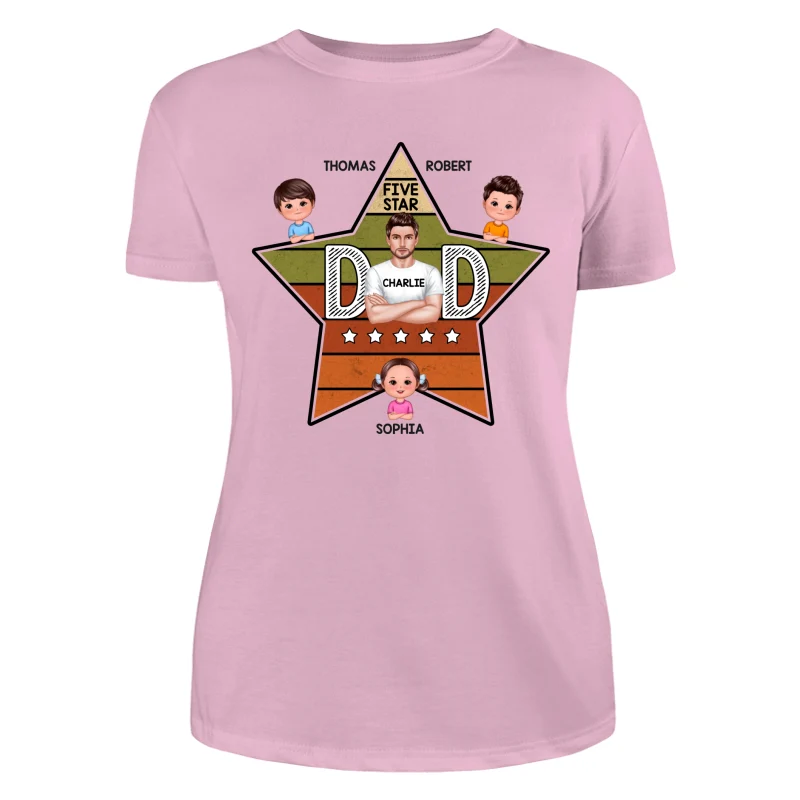 Five Star Dad Retro Real Man And Kids Personalized Shirt - Image 11