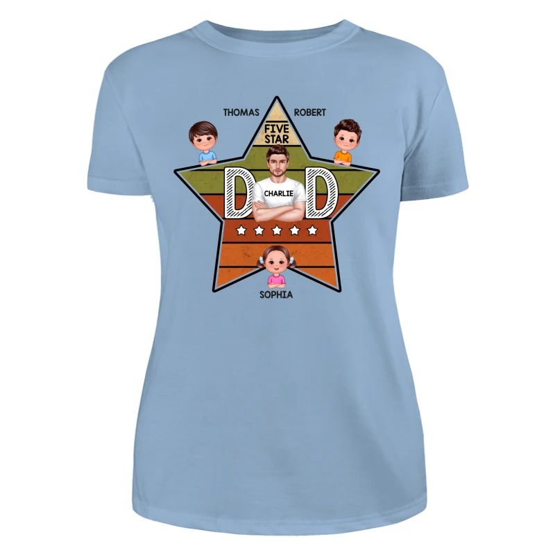Five Star Dad Retro Real Man And Kids Personalized Shirt - Image 12