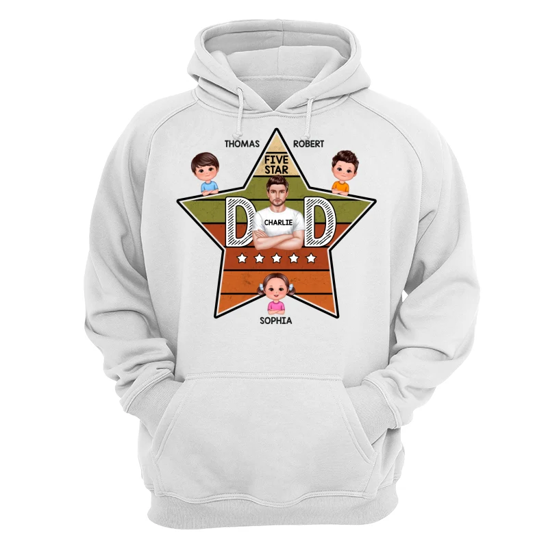Five Star Dad Retro Real Man And Kids Personalized Shirt - Image 13