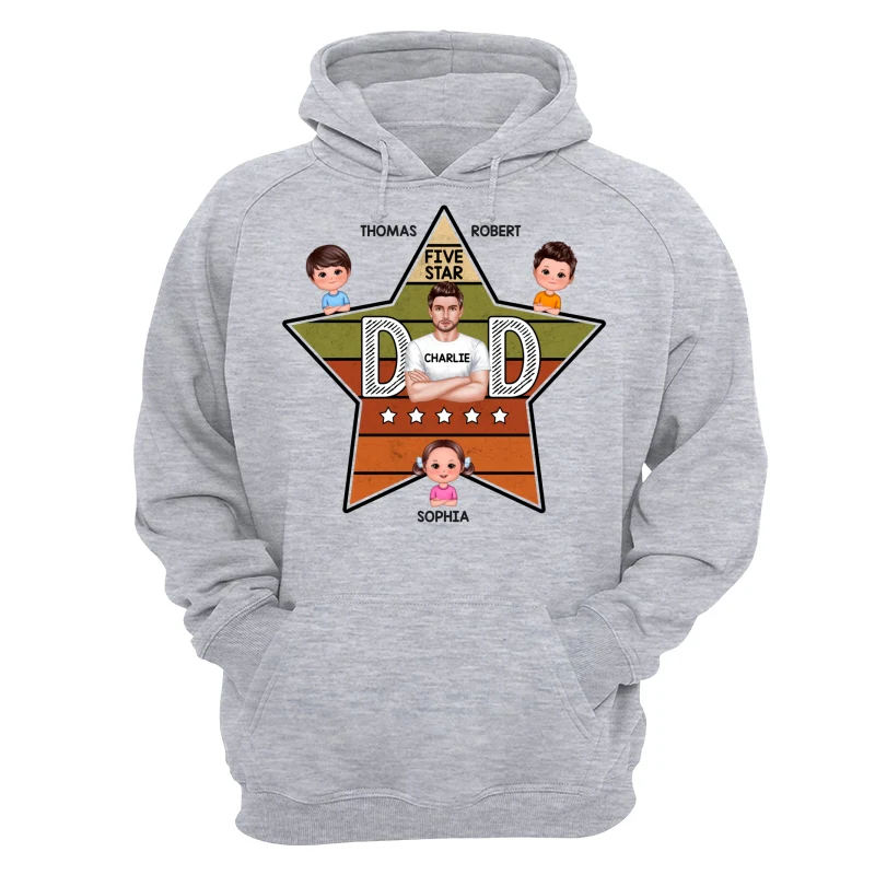 Five Star Dad Retro Real Man And Kids Personalized Shirt - Image 14
