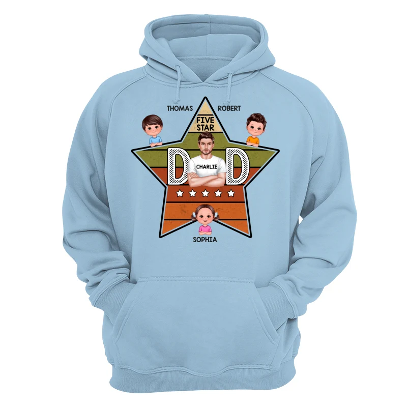 Five Star Dad Retro Real Man And Kids Personalized Shirt - Image 16