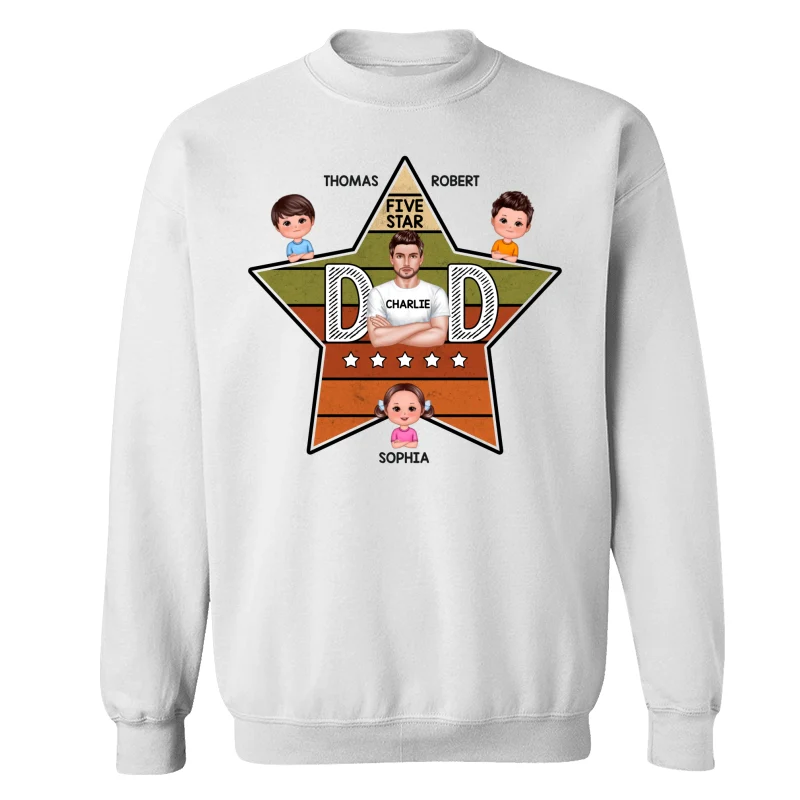 Five Star Dad Retro Real Man And Kids Personalized Shirt - Image 17