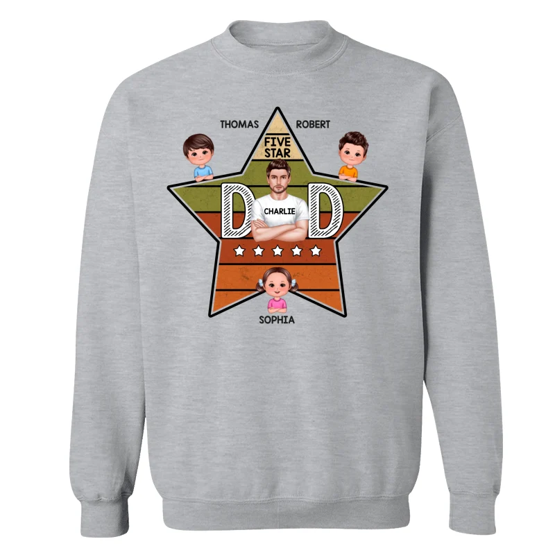 Five Star Dad Retro Real Man And Kids Personalized Shirt - Image 18