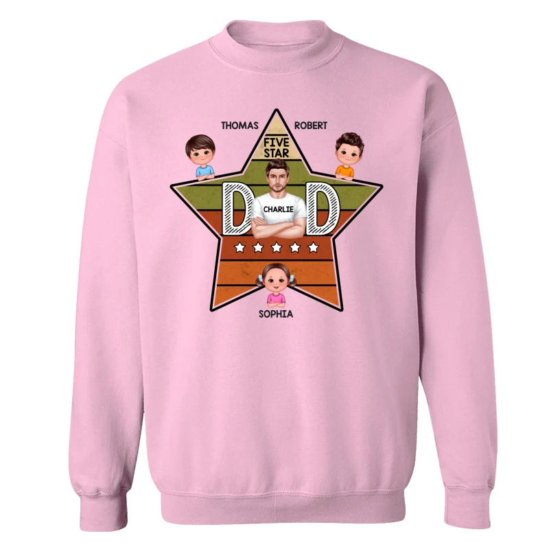 Five Star Dad Retro Real Man And Kids Personalized Shirt - Image 19