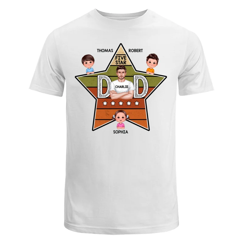 Five Star Dad Retro Real Man And Kids Personalized Shirt - Image 5