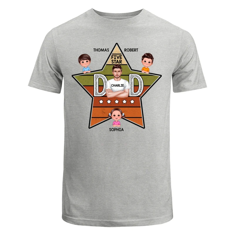 Five Star Dad Retro Real Man And Kids Personalized Shirt - Image 6