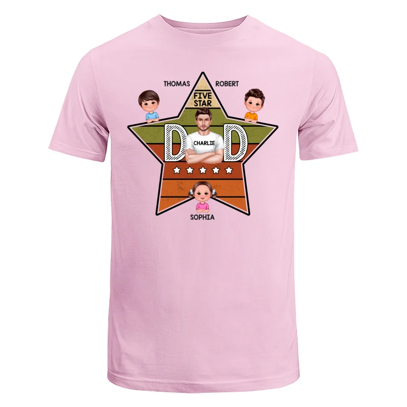 Five Star Dad Retro Real Man And Kids Personalized Shirt - Image 7