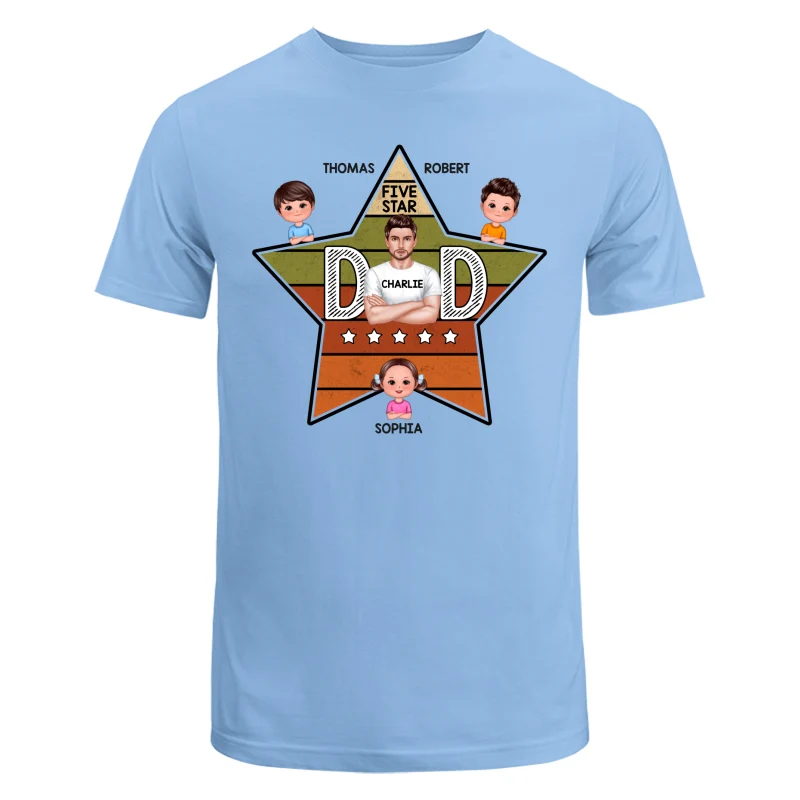 Five Star Dad Retro Real Man And Kids Personalized Shirt - Image 8