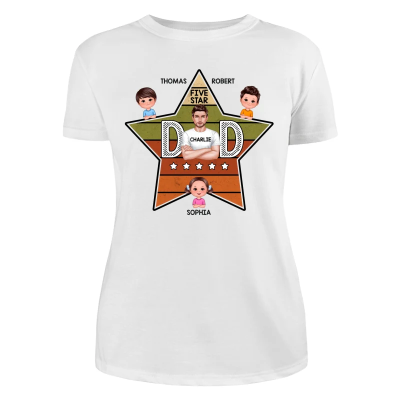 Five Star Dad Retro Real Man And Kids Personalized Shirt - Image 9
