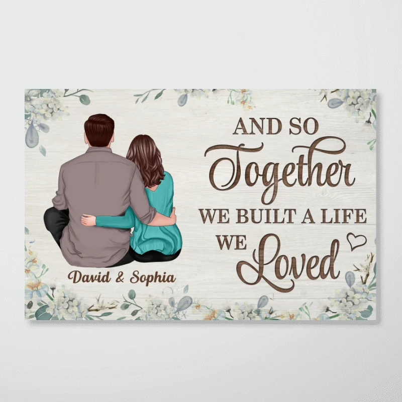 Floral Back View Couple Anniversary Day Gift Personalized Horizontal Poster - Image 3