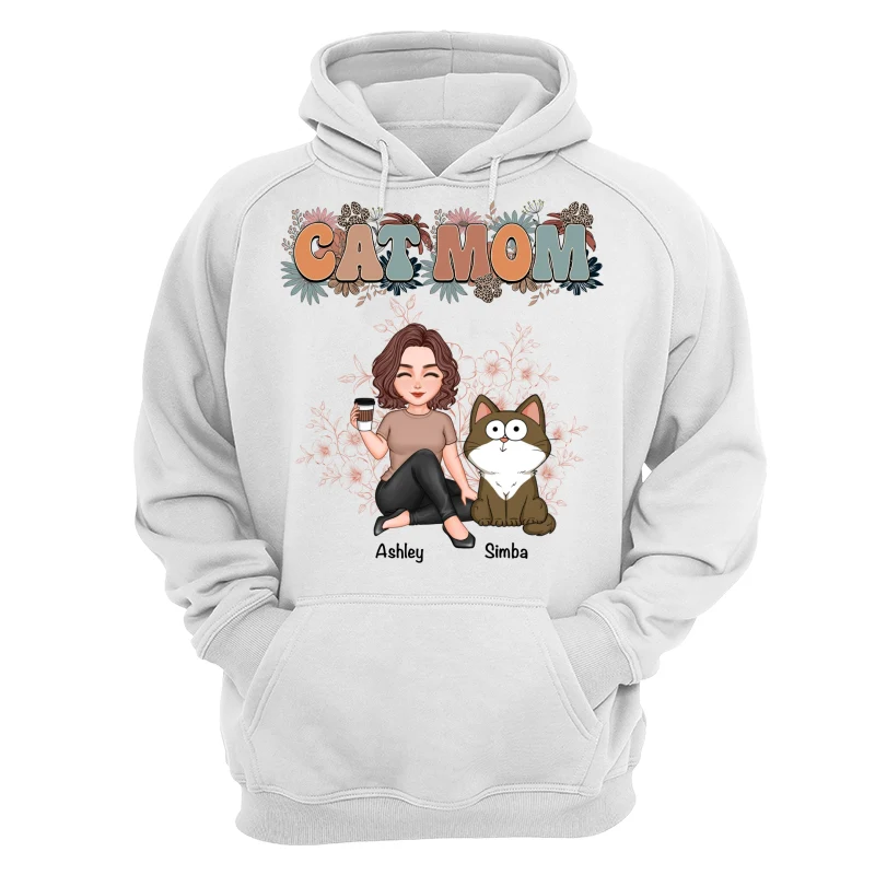 Floral Cats Mom Cute Woman And Fluffy Cats Funny Expressions Personalized Shirt - Image 13
