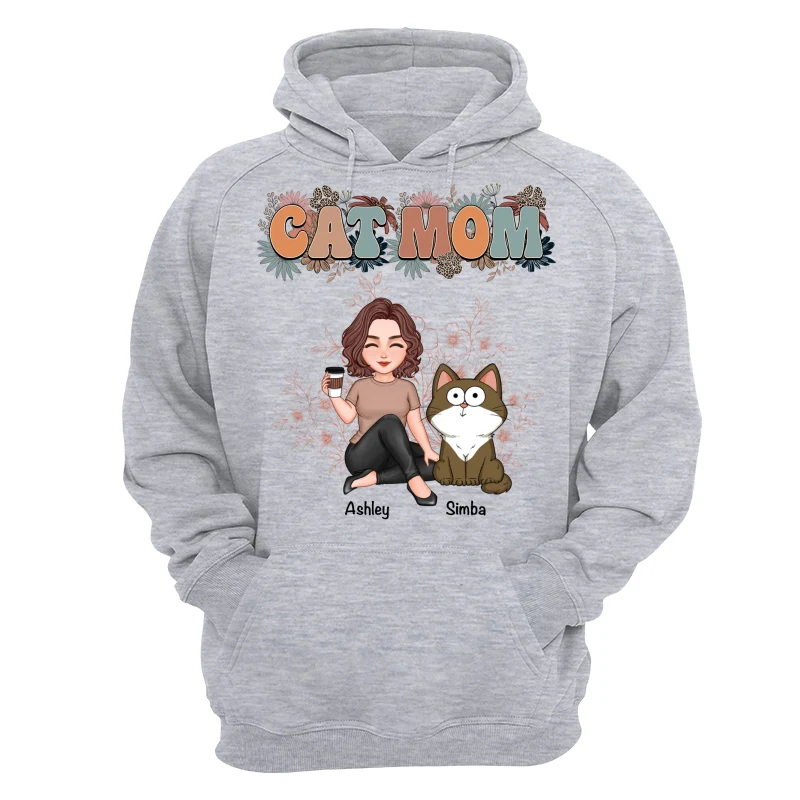 Floral Cats Mom Cute Woman And Fluffy Cats Funny Expressions Personalized Shirt - Image 14
