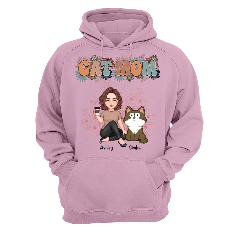 Floral Cats Mom Cute Woman And Fluffy Cats Funny Expressions Personalized Shirt - Image 15