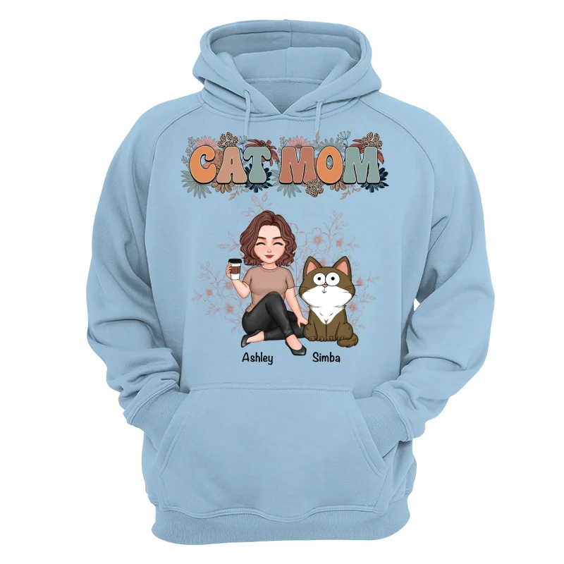 Floral Cats Mom Cute Woman And Fluffy Cats Funny Expressions Personalized Shirt - Image 16