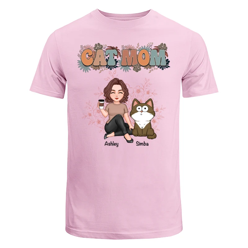 Floral Cats Mom Cute Woman And Fluffy Cats Funny Expressions Personalized Shirt - Image 7