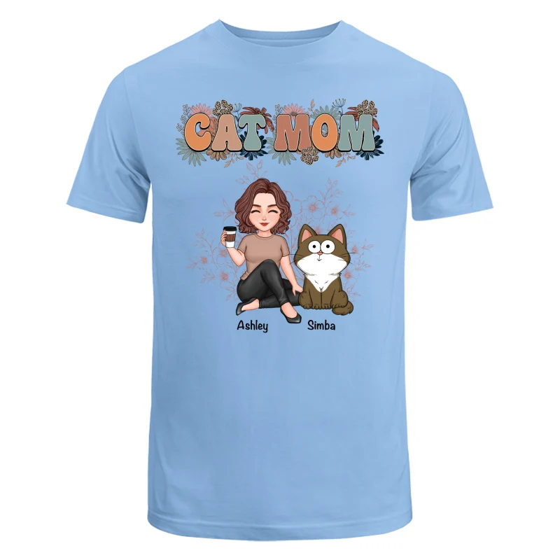Floral Cats Mom Cute Woman And Fluffy Cats Funny Expressions Personalized Shirt - Image 8