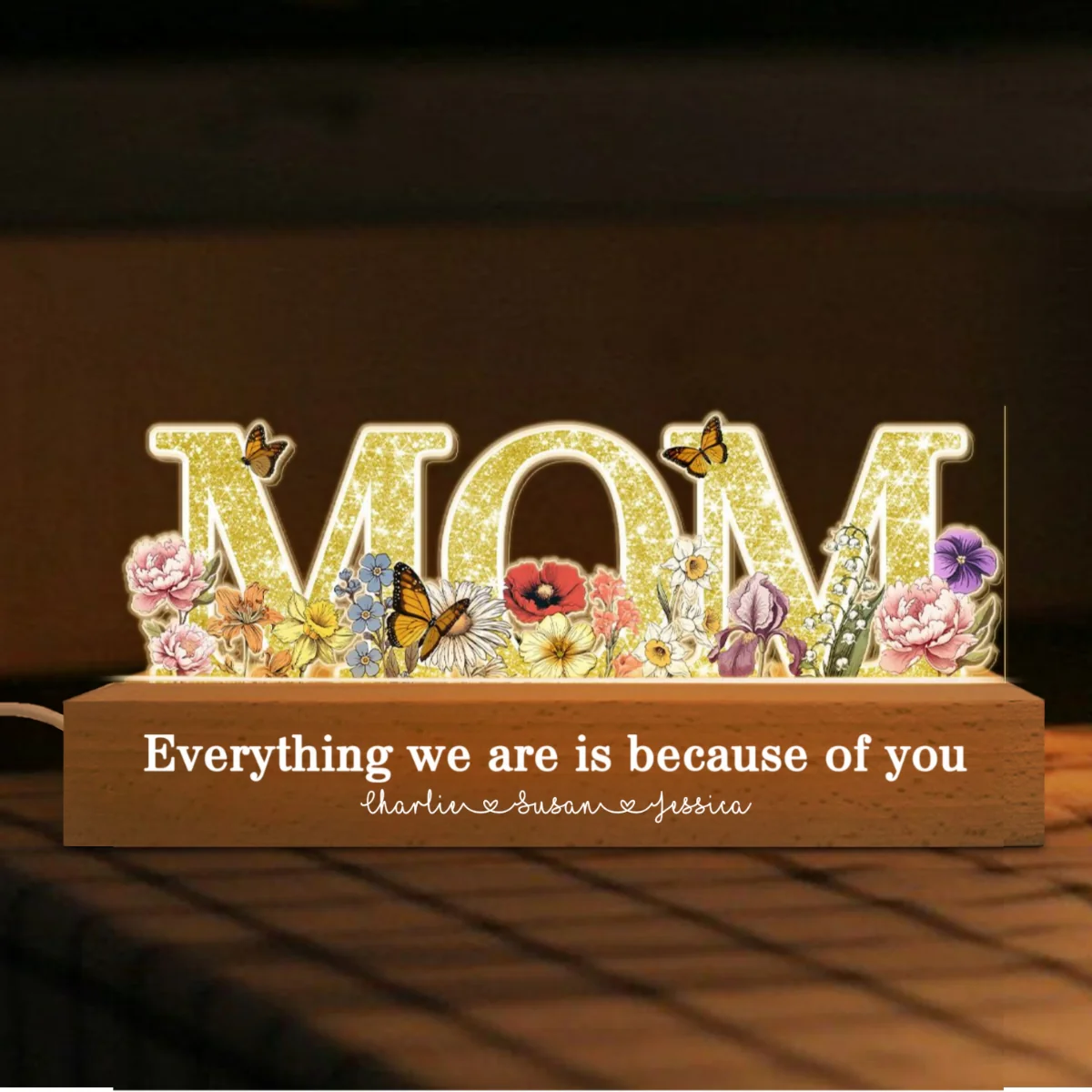 Floral Custom Shaped Personalized Birth Month Flower Acrylic LED Night Light, Heartfelt 2025 Gift For Mom, For Grandma - Image 7