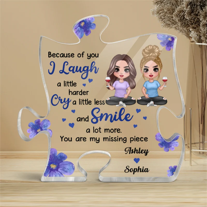 Floral Doll Girls Sitting Gift For Best Friends Personalized Puzzle Acrylic Plaque - Image 4