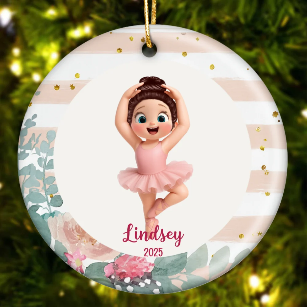 Floral Frame Ballerina Girl - Personalized Ceramic Ornament - Christmas Gift For Daughter, Granddaughter - Image 10