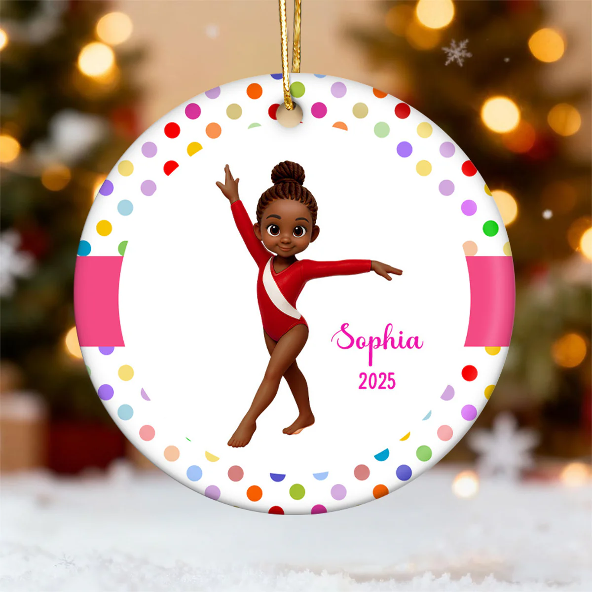 Floral Frame Gymnastic Girl - Personalized Ceramic Ornament - Gymnast Gift For Daughter, Granddaughter - Image 5
