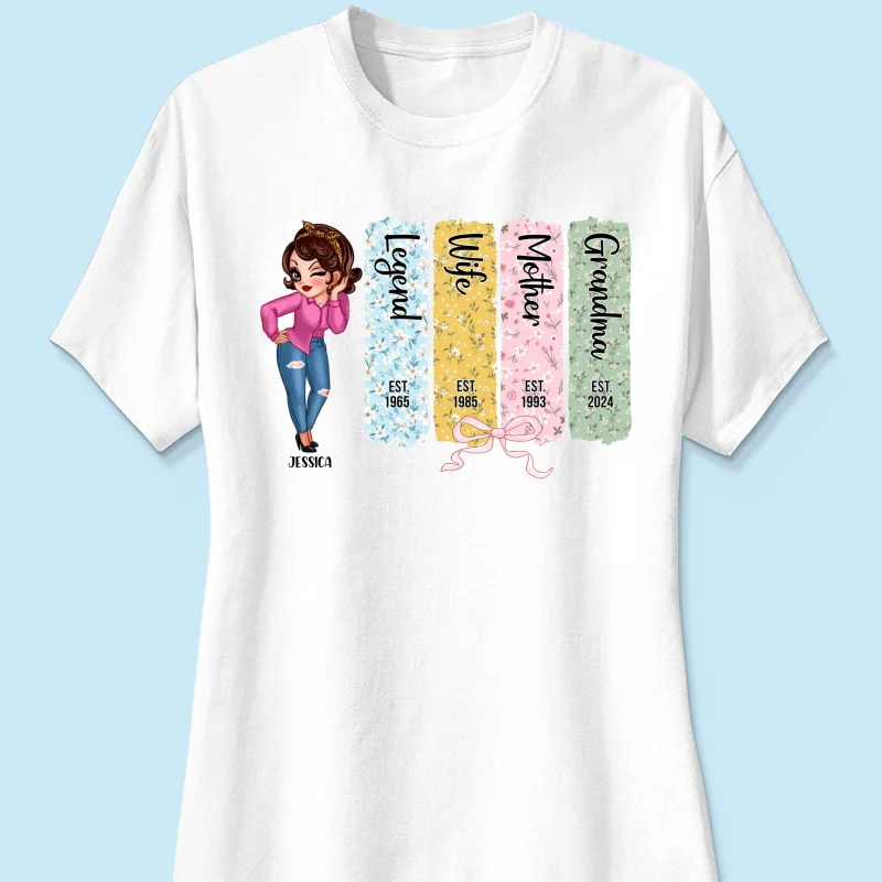 Floral Mom Grandma Est Bow Coquette Personalized Shirt, Gift - Image 12
