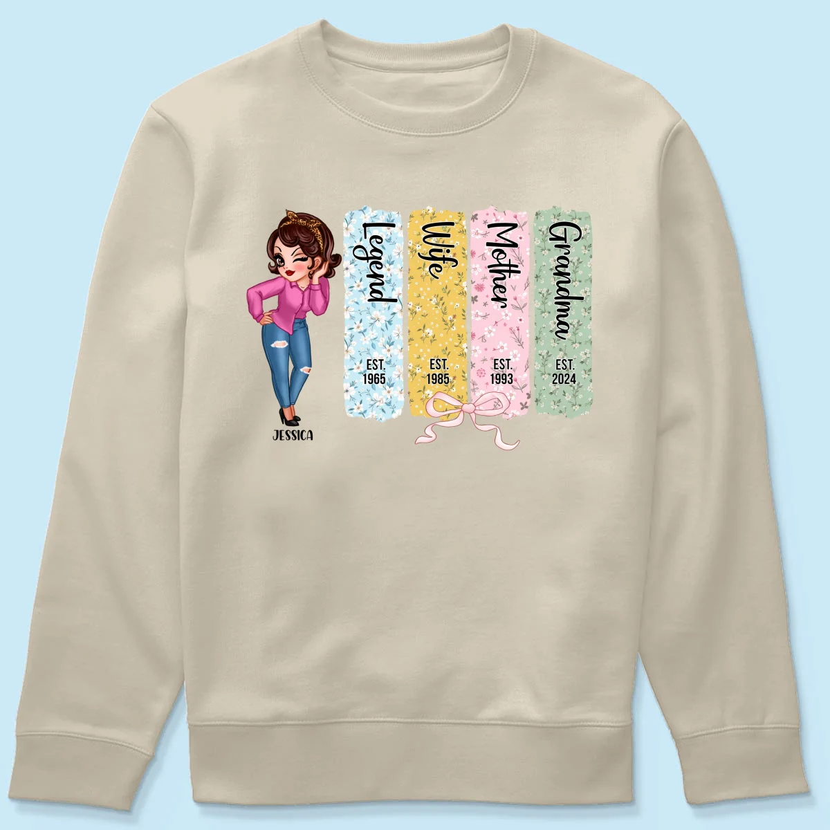 Floral Mom Grandma Est Bow Coquette Personalized Shirt, Gift - Image 22