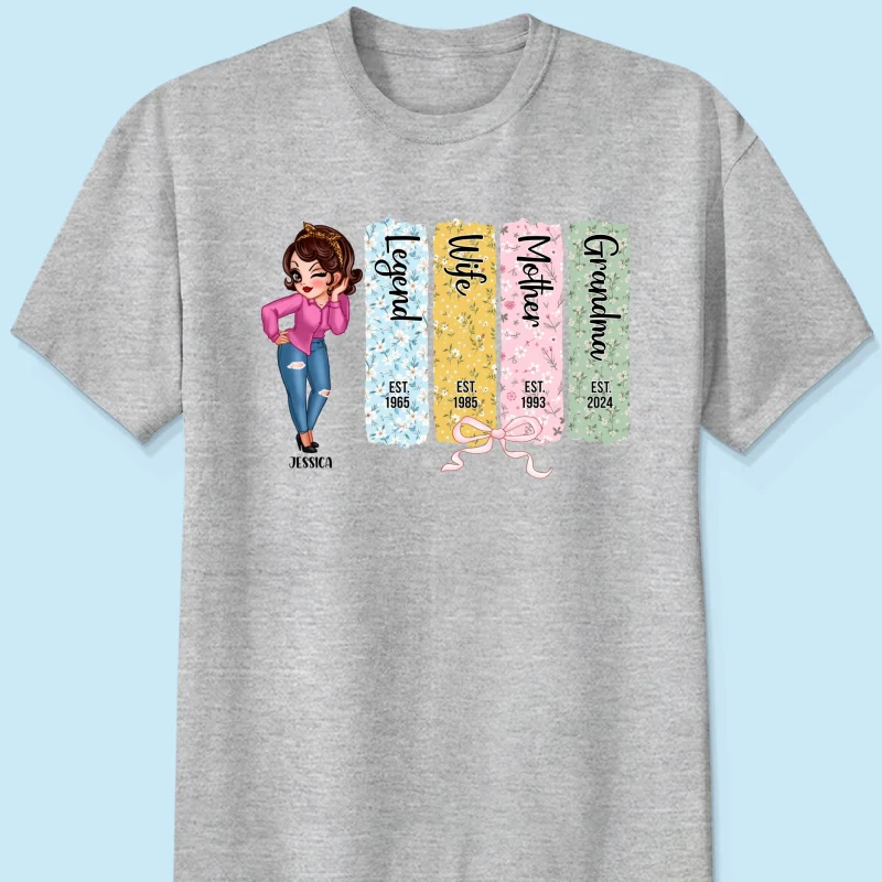 Floral Mom Grandma Est Bow Coquette Personalized Shirt, Gift - Image 9