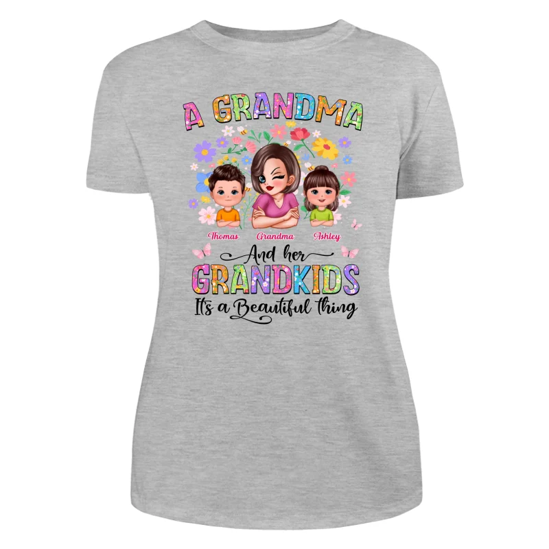 Floral Pattern A Grandma With Her Grandkids Personalized Shirt - Image 10