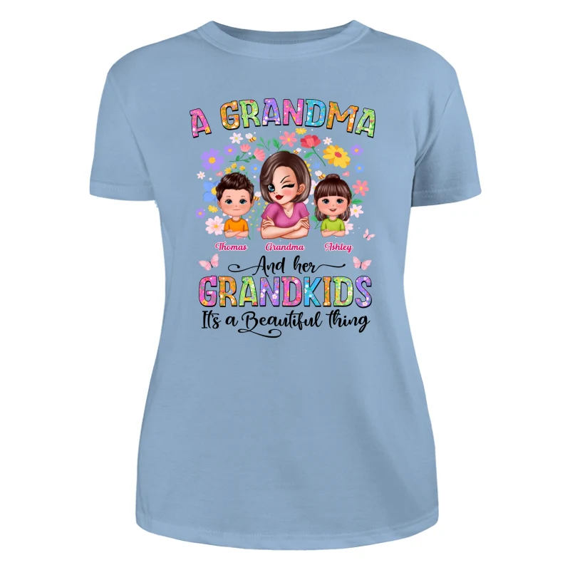 Floral Pattern A Grandma With Her Grandkids Personalized Shirt - Image 12