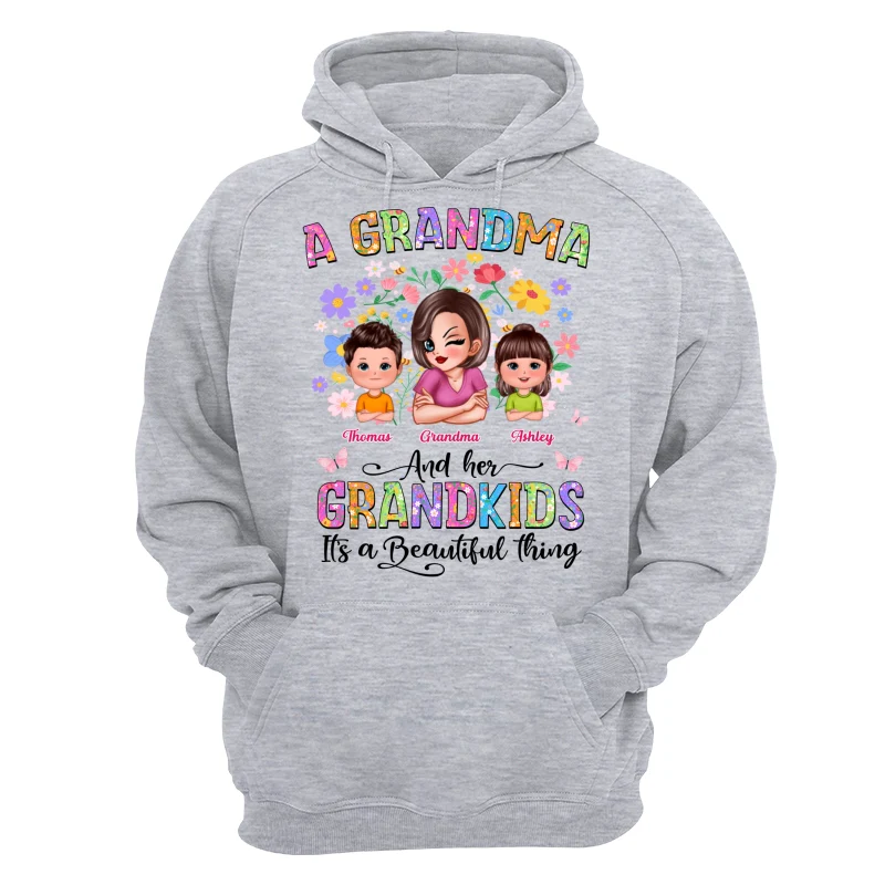 Floral Pattern A Grandma With Her Grandkids Personalized Shirt - Image 14
