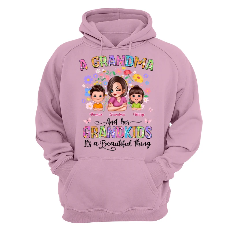 Floral Pattern A Grandma With Her Grandkids Personalized Shirt - Image 15