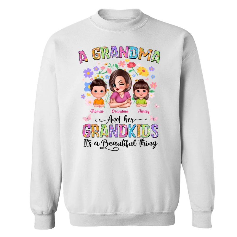 Floral Pattern A Grandma With Her Grandkids Personalized Shirt - Image 17
