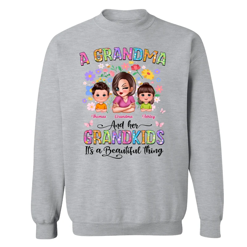 Floral Pattern A Grandma With Her Grandkids Personalized Shirt - Image 18