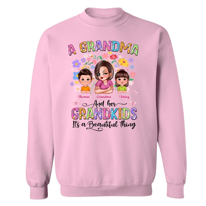 Floral Pattern A Grandma With Her Grandkids Personalized Shirt - Image 19