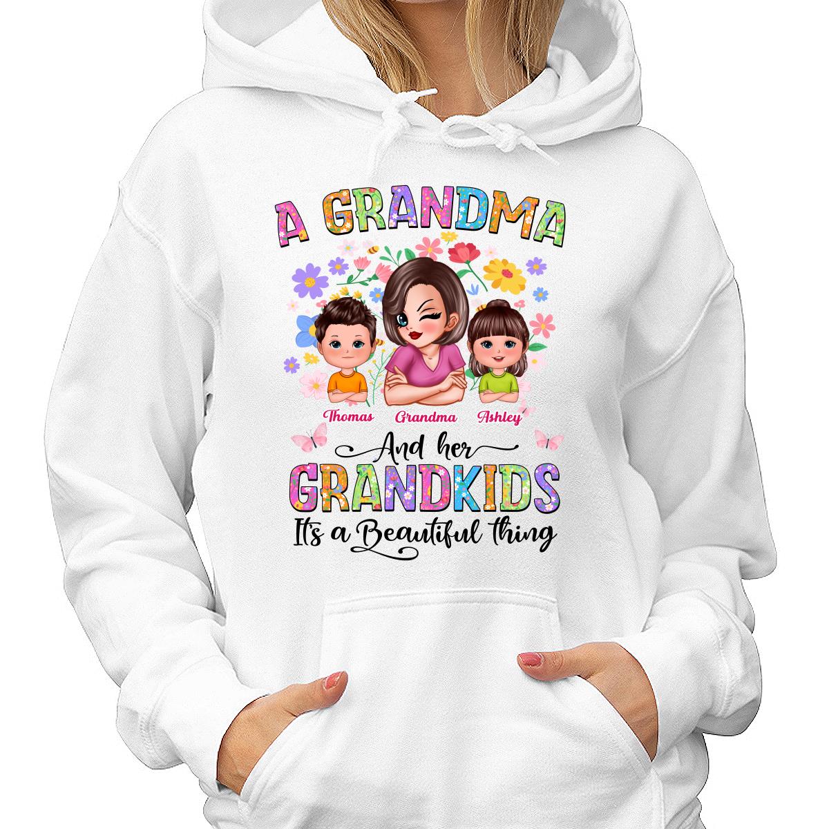 Floral Pattern A Grandma With Her Grandkids Personalized Shirt - Image 4
